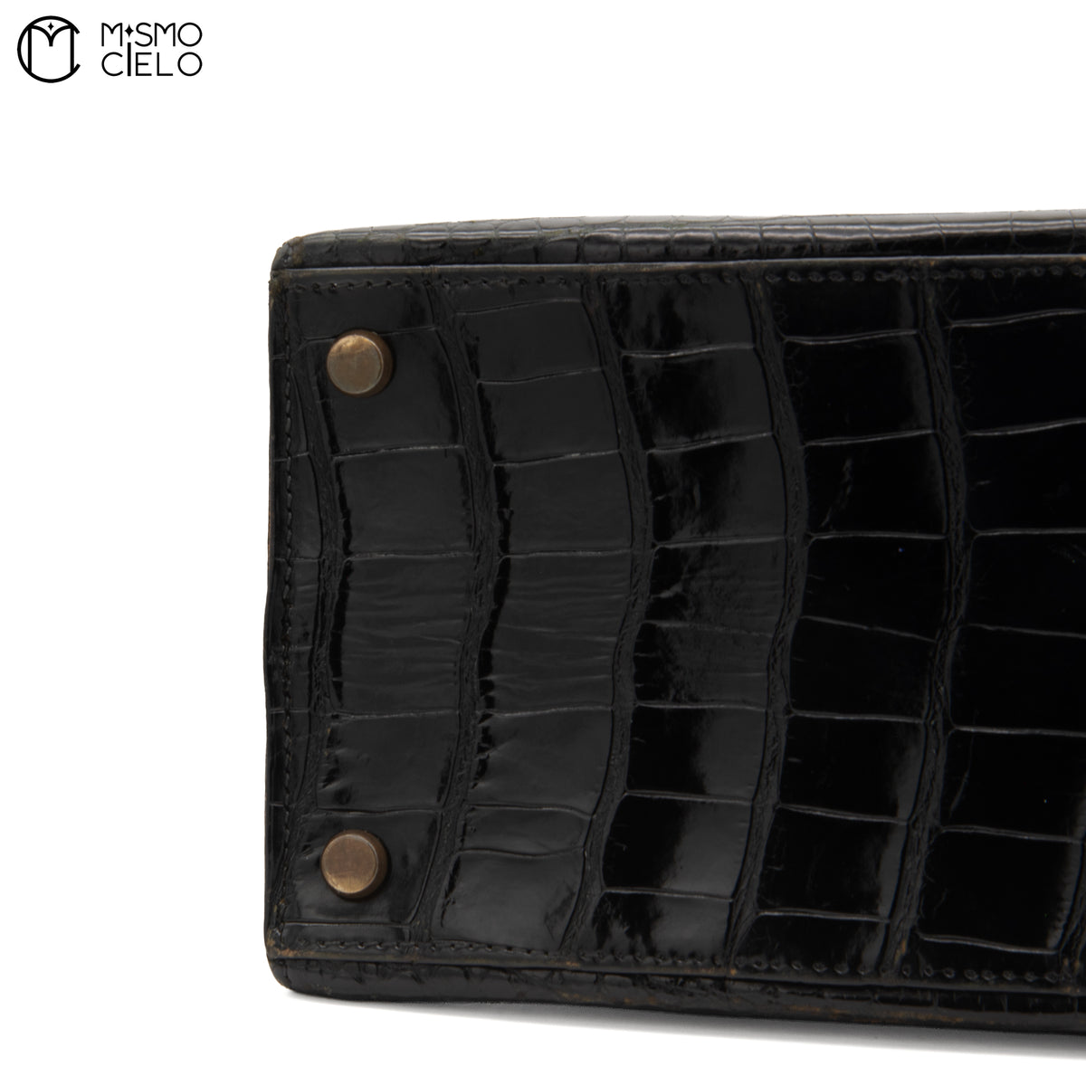 Authenticated Kelly 32 Noir Crocodile Handbag T series