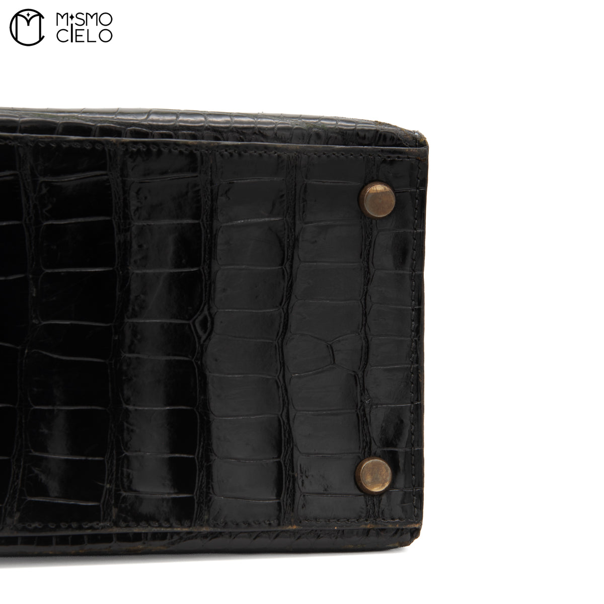 Authenticated Kelly 32 Noir Crocodile Handbag T series