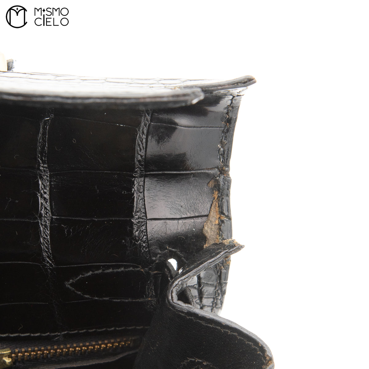 Authenticated Kelly 32 Noir Crocodile Handbag T series