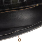 Authenticated Kelly 32 Noir Crocodile Handbag T series