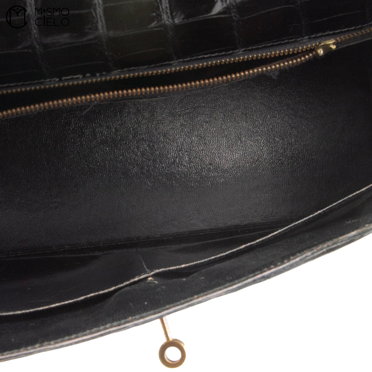 Authenticated Kelly 32 Noir Crocodile Handbag T series