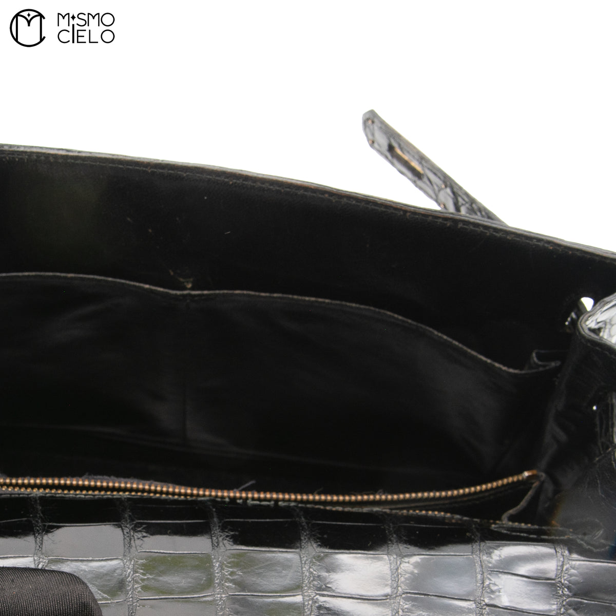 Authenticated Kelly 32 Noir Crocodile Handbag T series