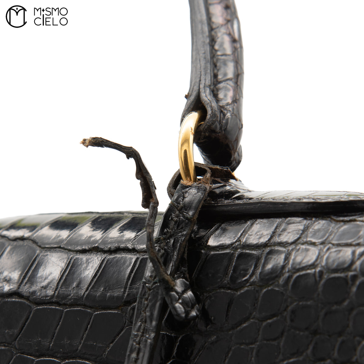 Authenticated Kelly 32 Noir Crocodile Handbag T series