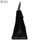 Authenticated Kelly 32 Noir Crocodile Handbag T series
