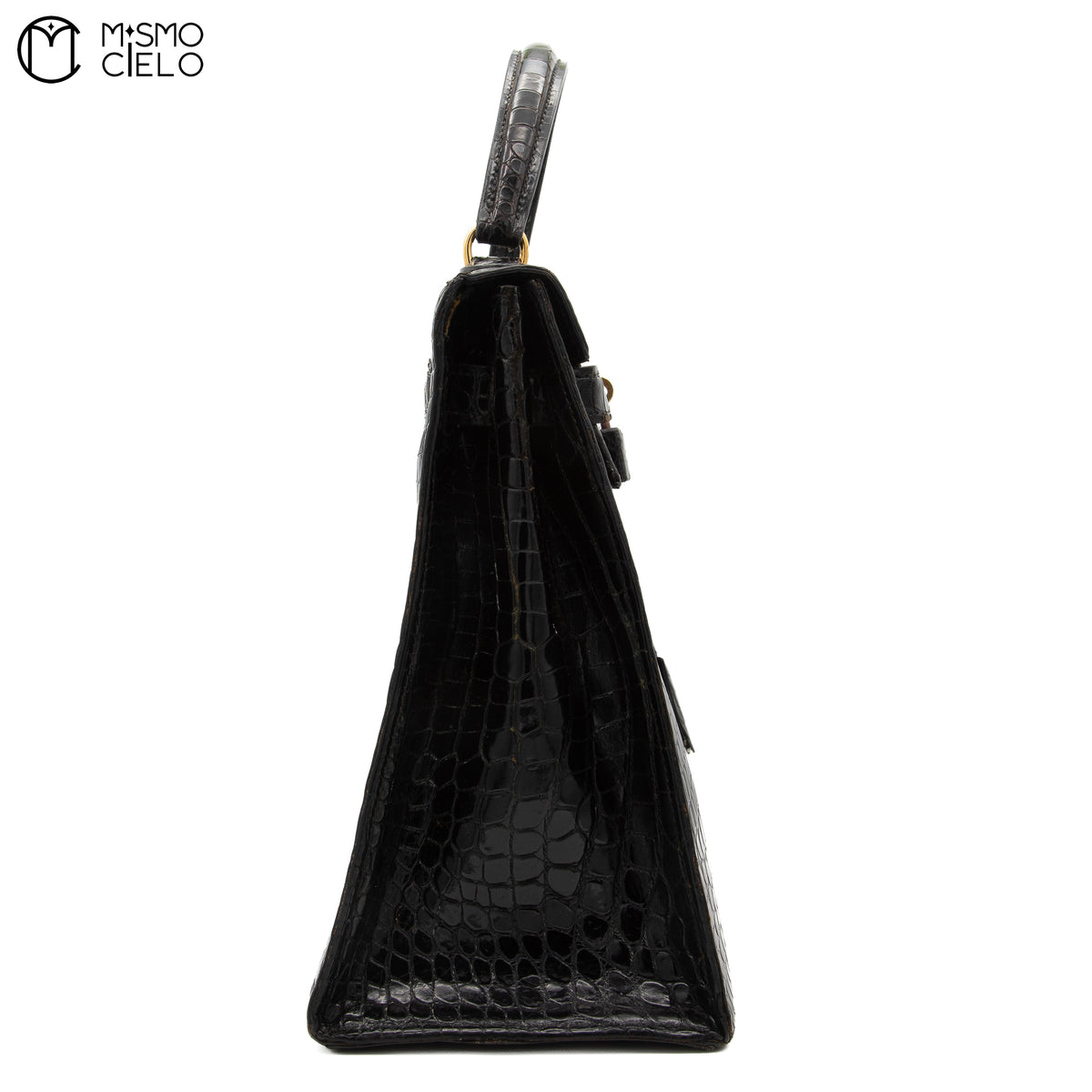 Authenticated Kelly 32 Noir Crocodile Handbag T series