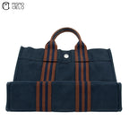 HERMES Fourre-Toet Tote Bag Navy and Red PM