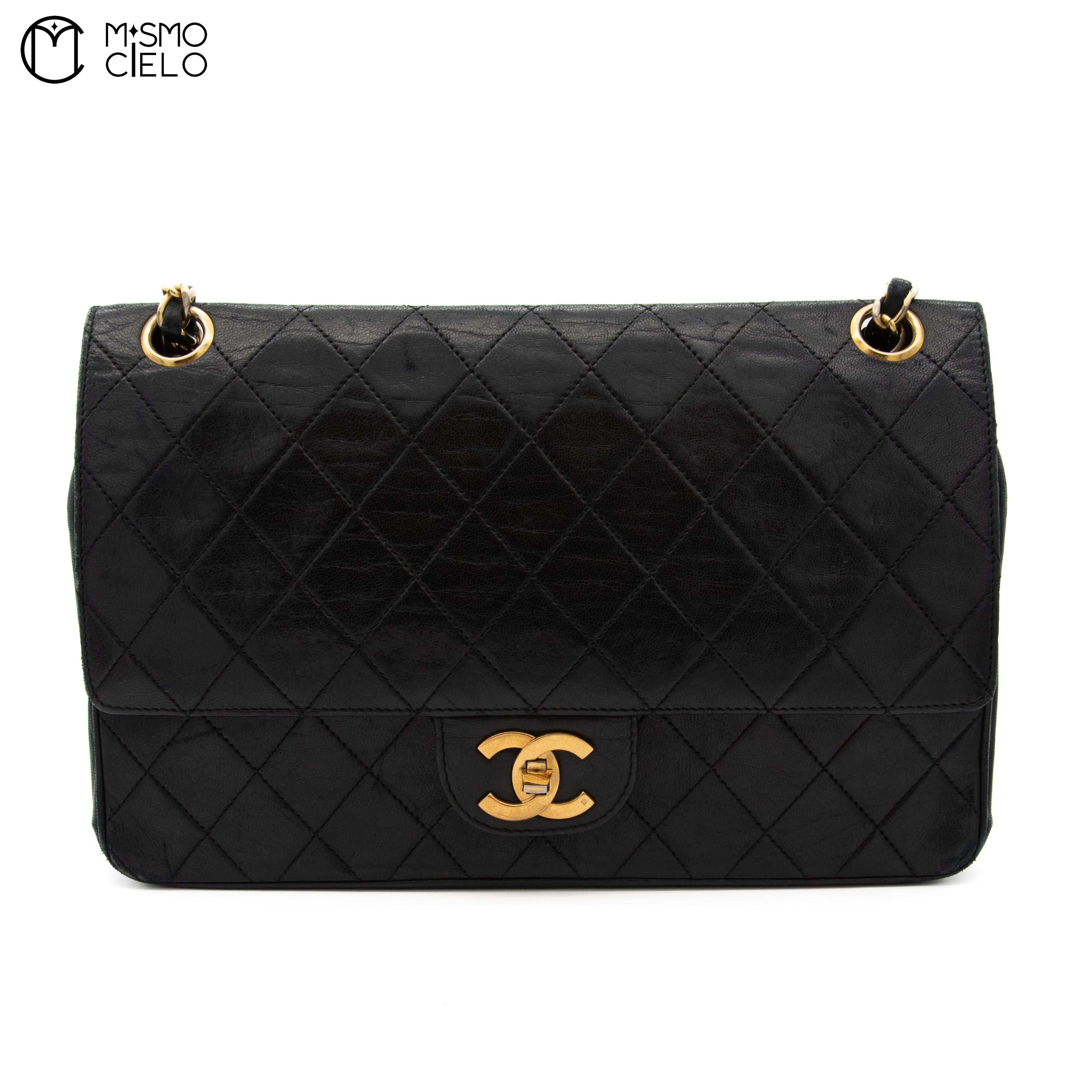 Double flap lambskin Matelasse Turn lock