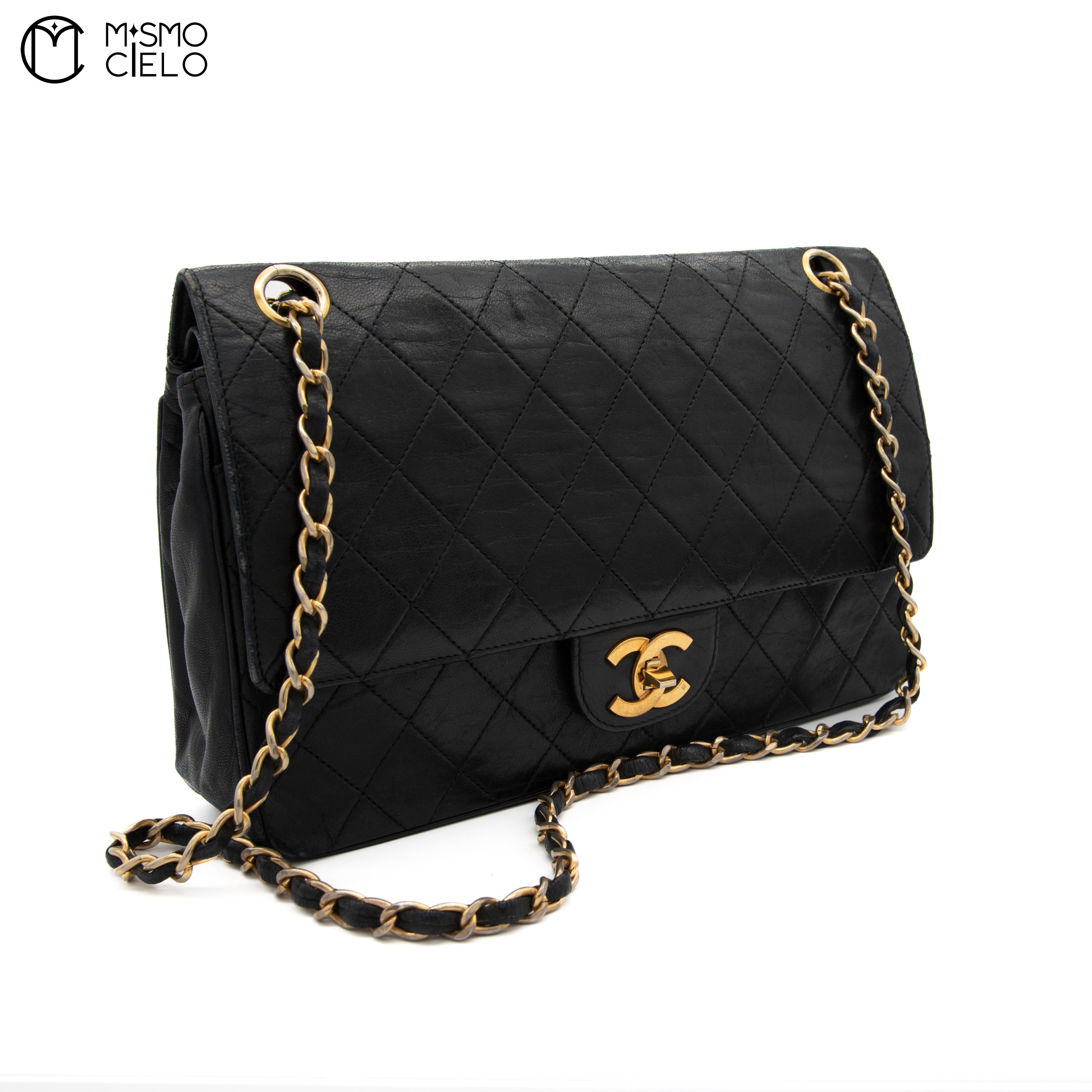 Double flap lambskin Matelasse Turn lock