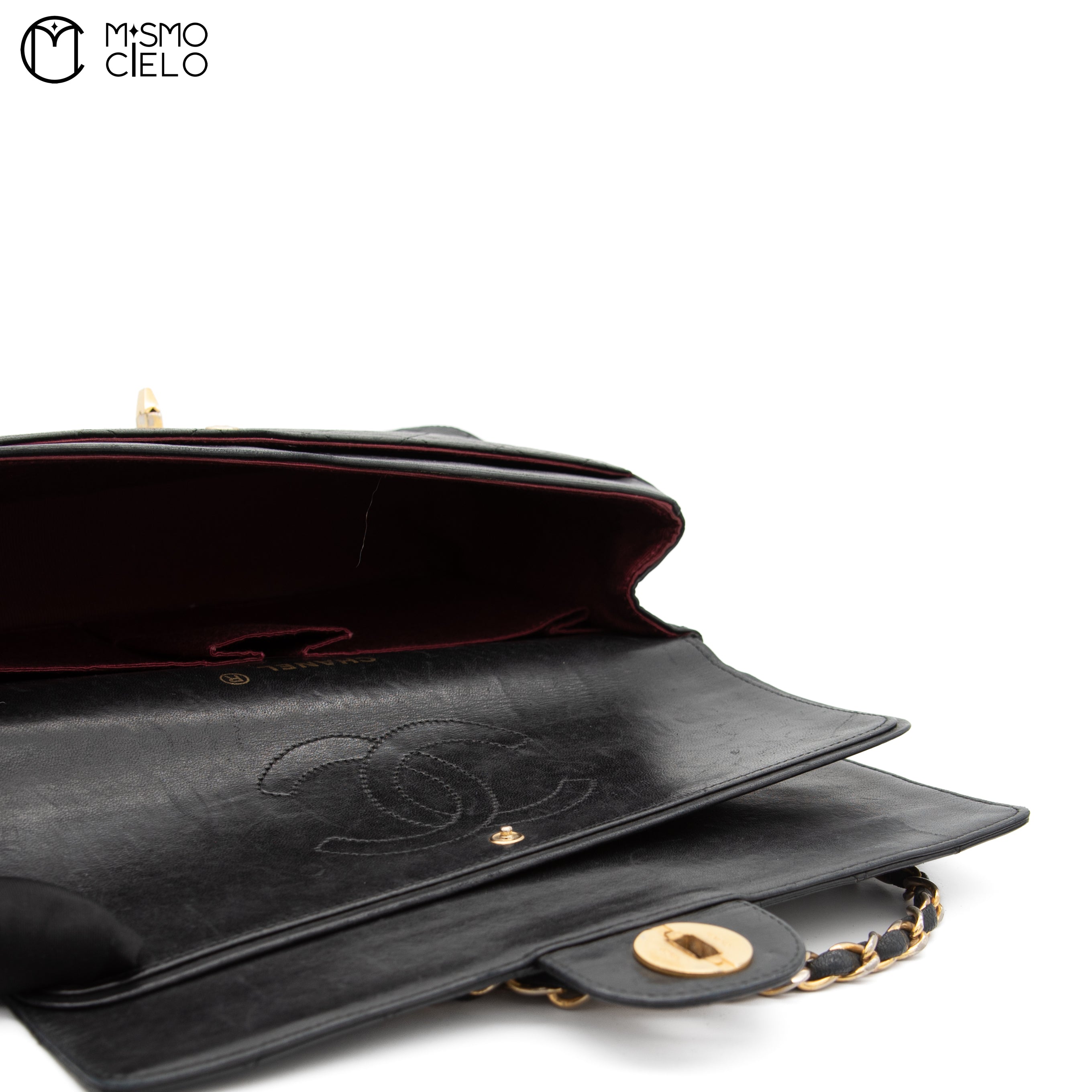 Double flap lambskin Matelasse Turn lock