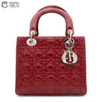 Lady Dior handbag Patent Bordeaux RED