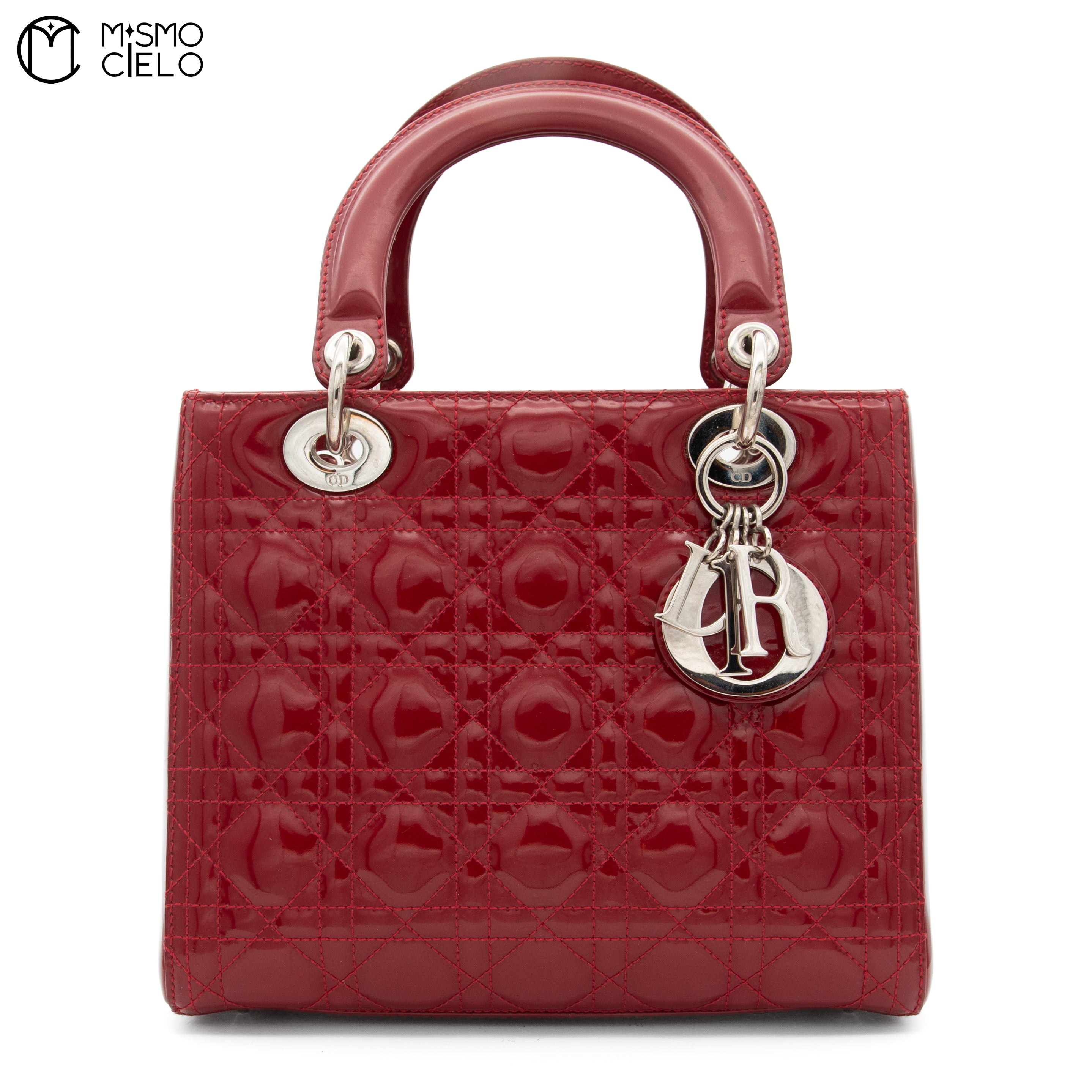Lady Dior handbag Patent Bordeaux RED