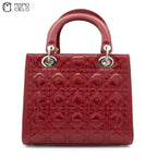 Lady Dior handbag Patent Bordeaux RED