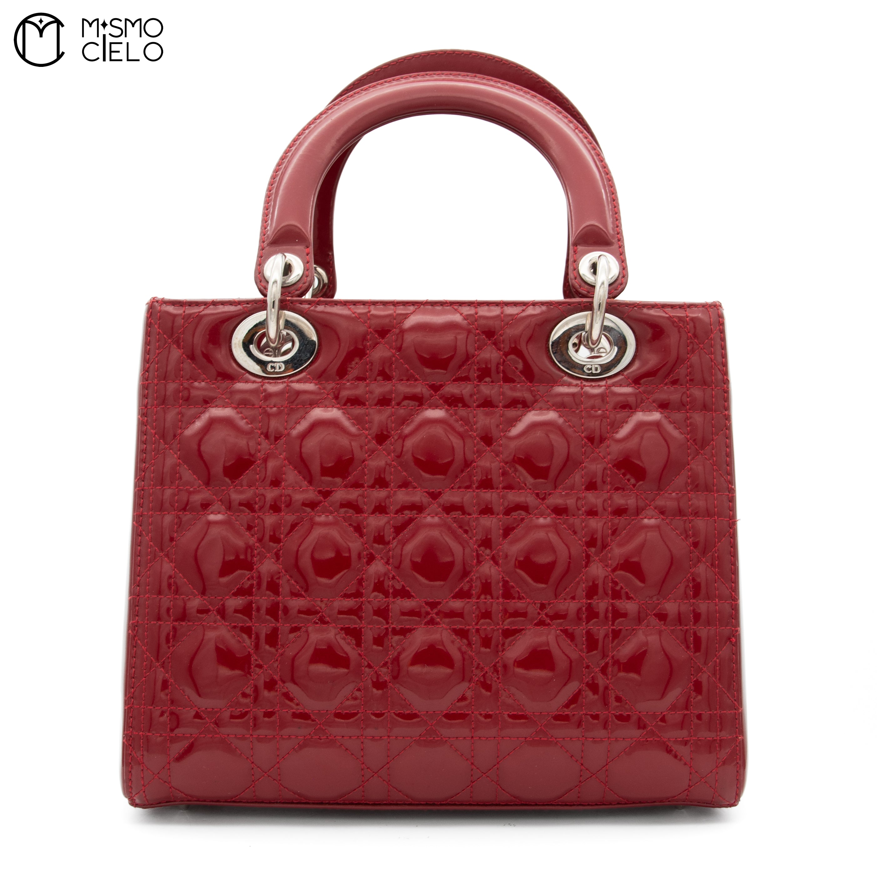 Lady Dior handbag Patent Bordeaux RED