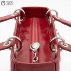 Lady Dior handbag Patent Bordeaux RED