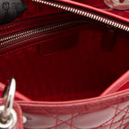 Lady Dior handbag Patent Bordeaux RED
