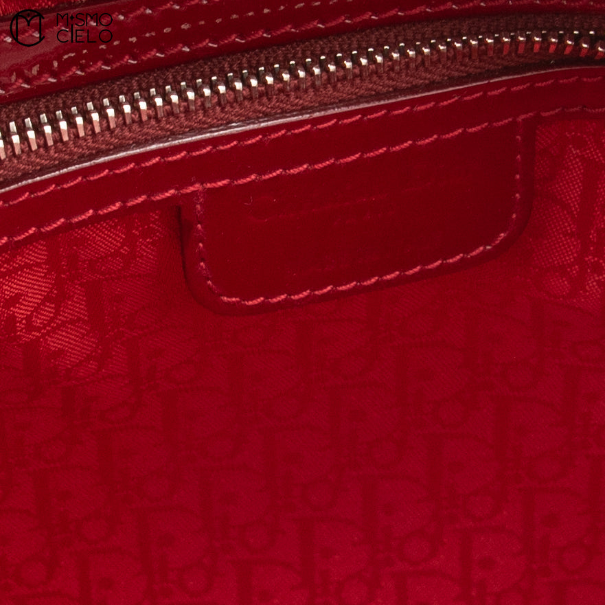 Lady Dior handbag Patent Bordeaux RED
