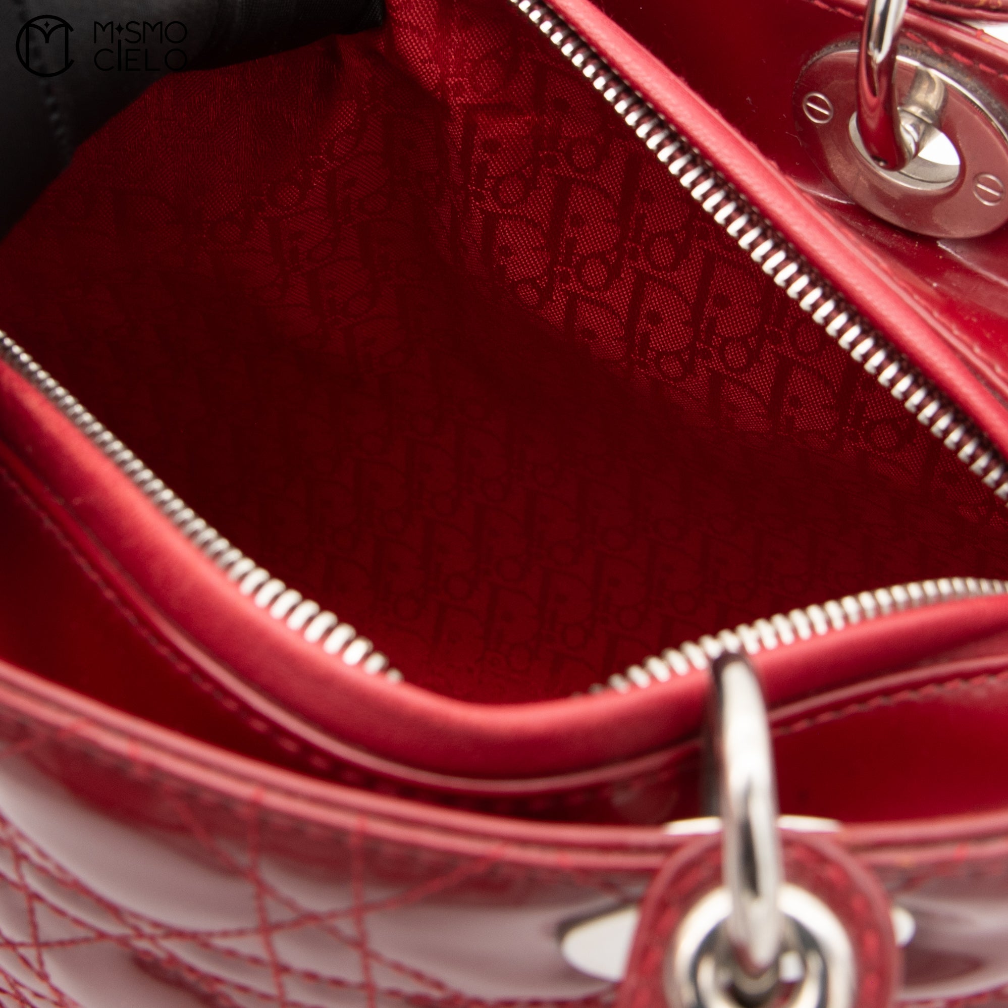 Lady Dior handbag Patent Bordeaux RED