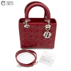 Lady Dior handbag Patent Bordeaux RED