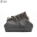 Pochette Fendi First Lamb Leather and Dark Python Grey Shoulder Bag