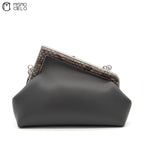 Pochette Fendi First Lamb Leather and Dark Python Grey Shoulder Bag