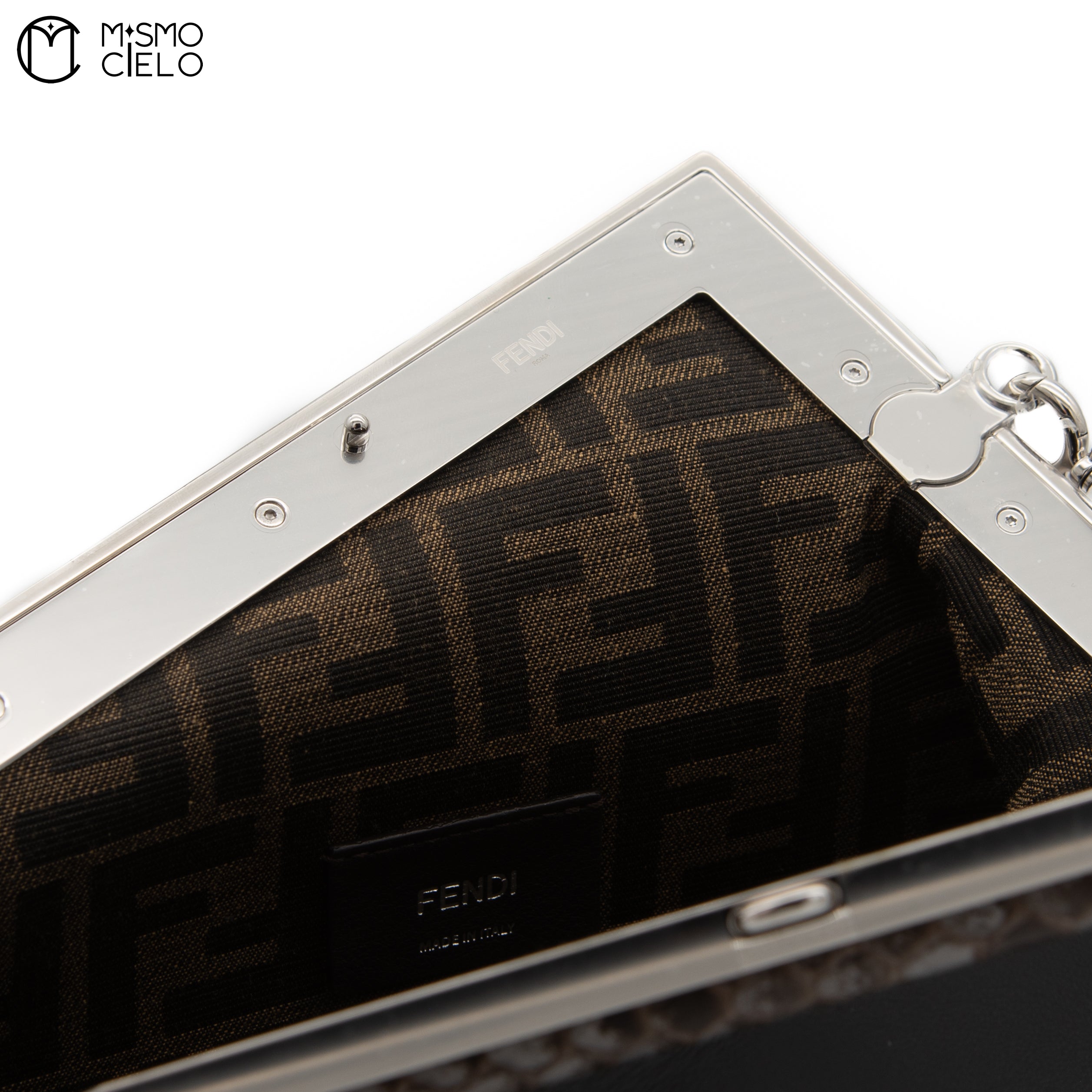 Pochette Fendi First Lamb Leather and Dark Python Grey Shoulder Bag