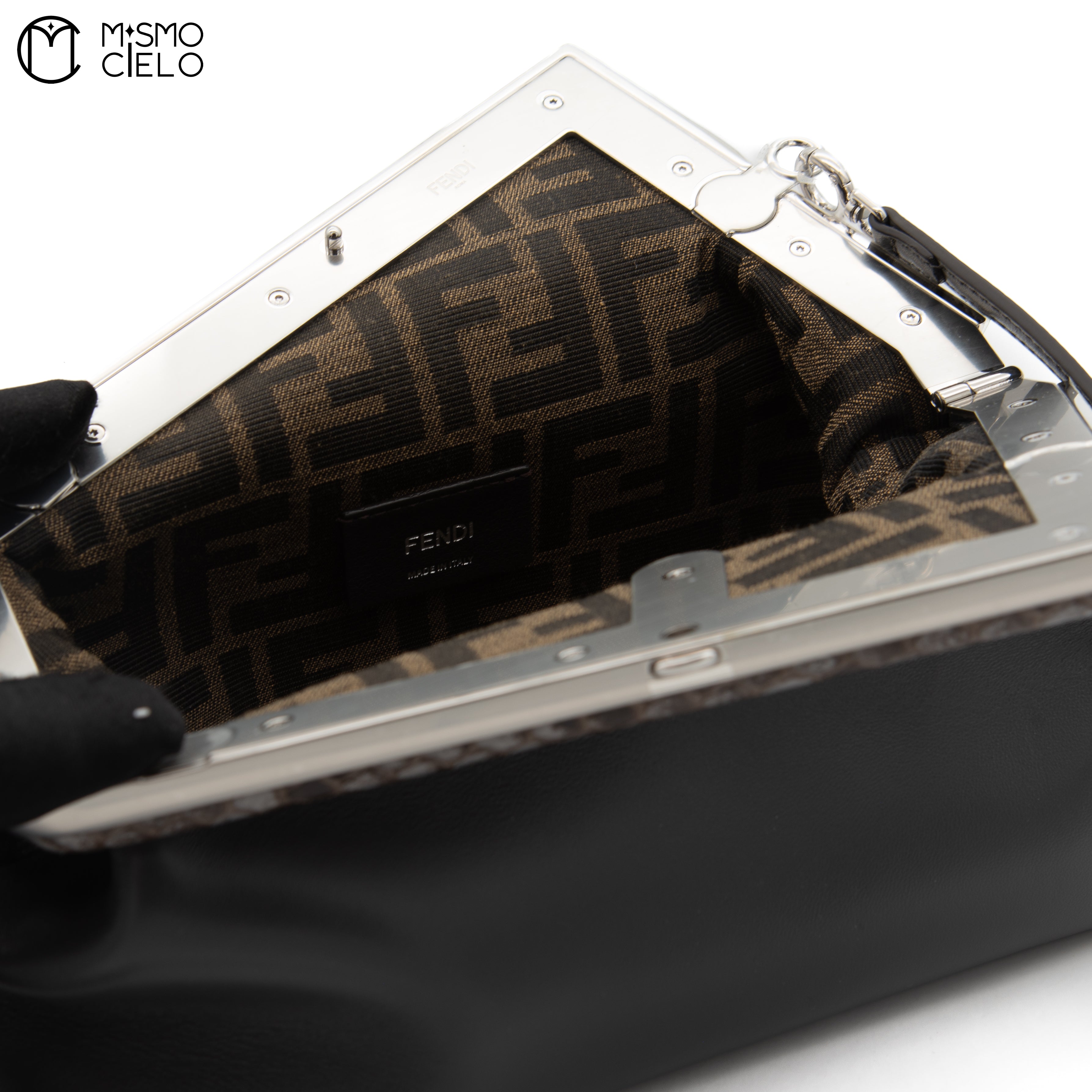 Pochette Fendi First Lamb Leather and Dark Python Grey Shoulder Bag