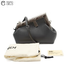 Pochette Fendi First Lamb Leather and Dark Python Grey Shoulder Bag