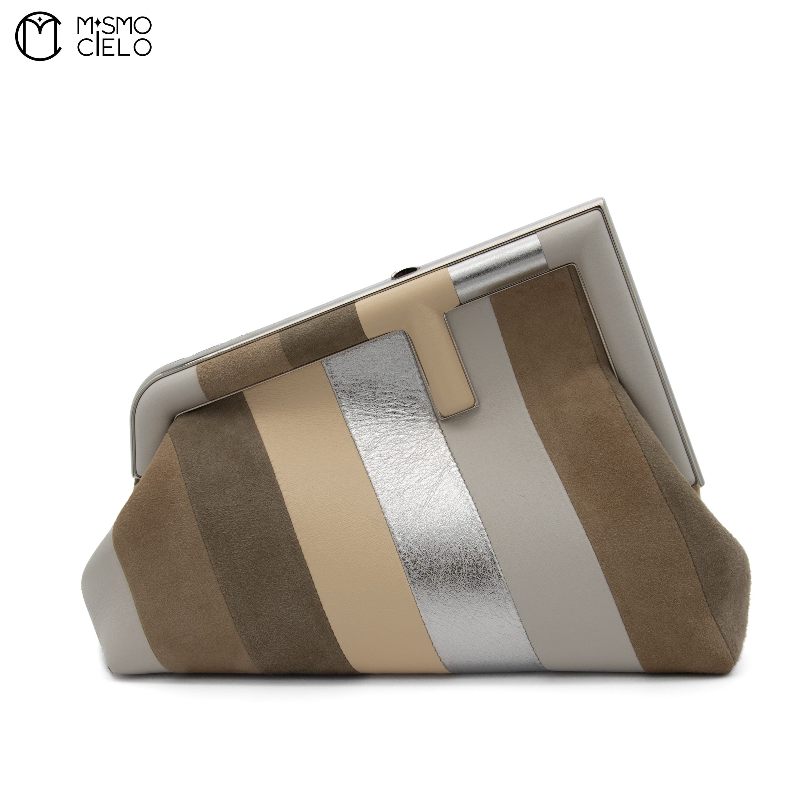 Pochette Fendi First 8BP129 Lamb Leather Multi Colour Brown Bag