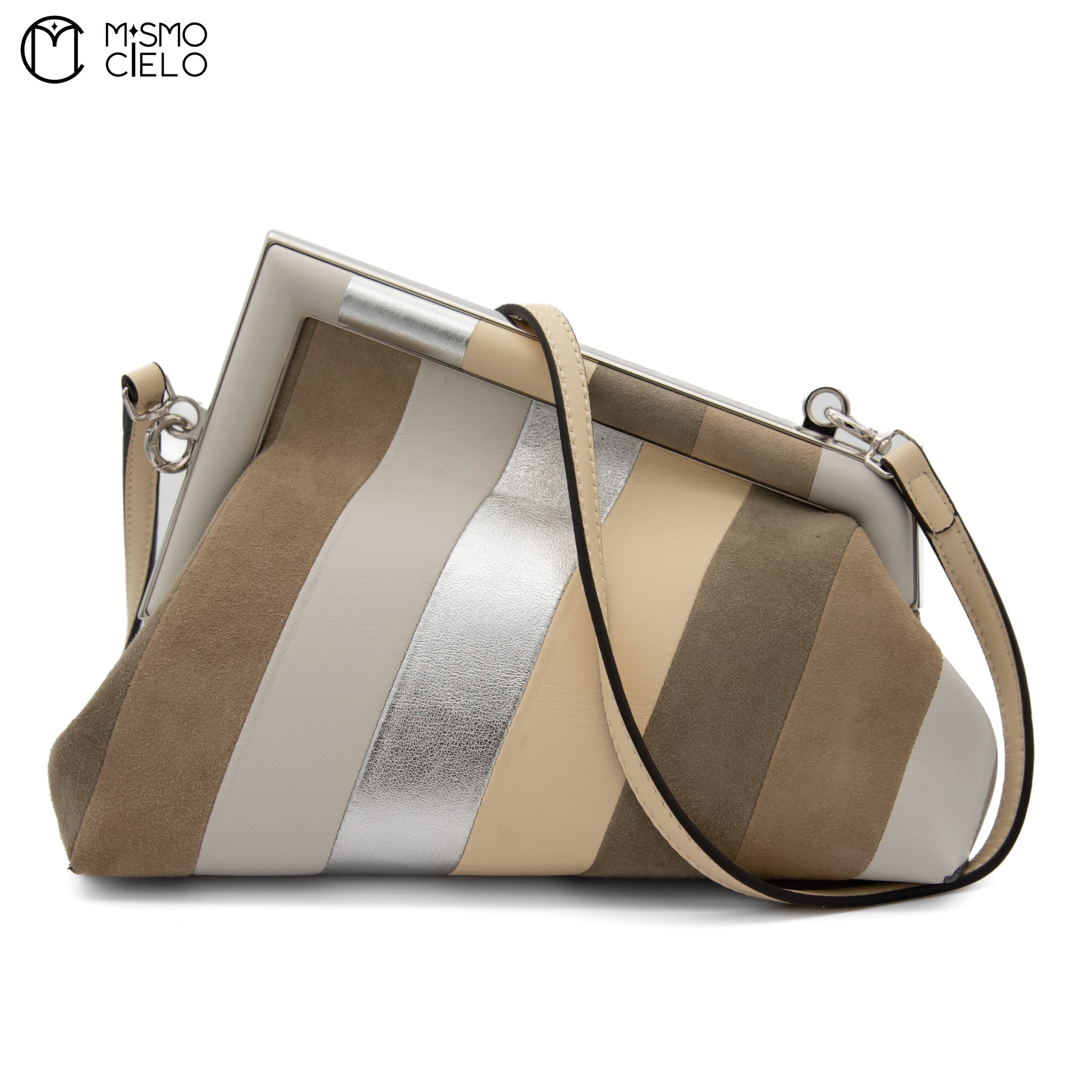 Pochette Fendi First 8BP129 Lamb Leather Multi Colour Brown Bag