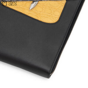 Bugseye Monster Python Leather L-shaped Clutch Bag