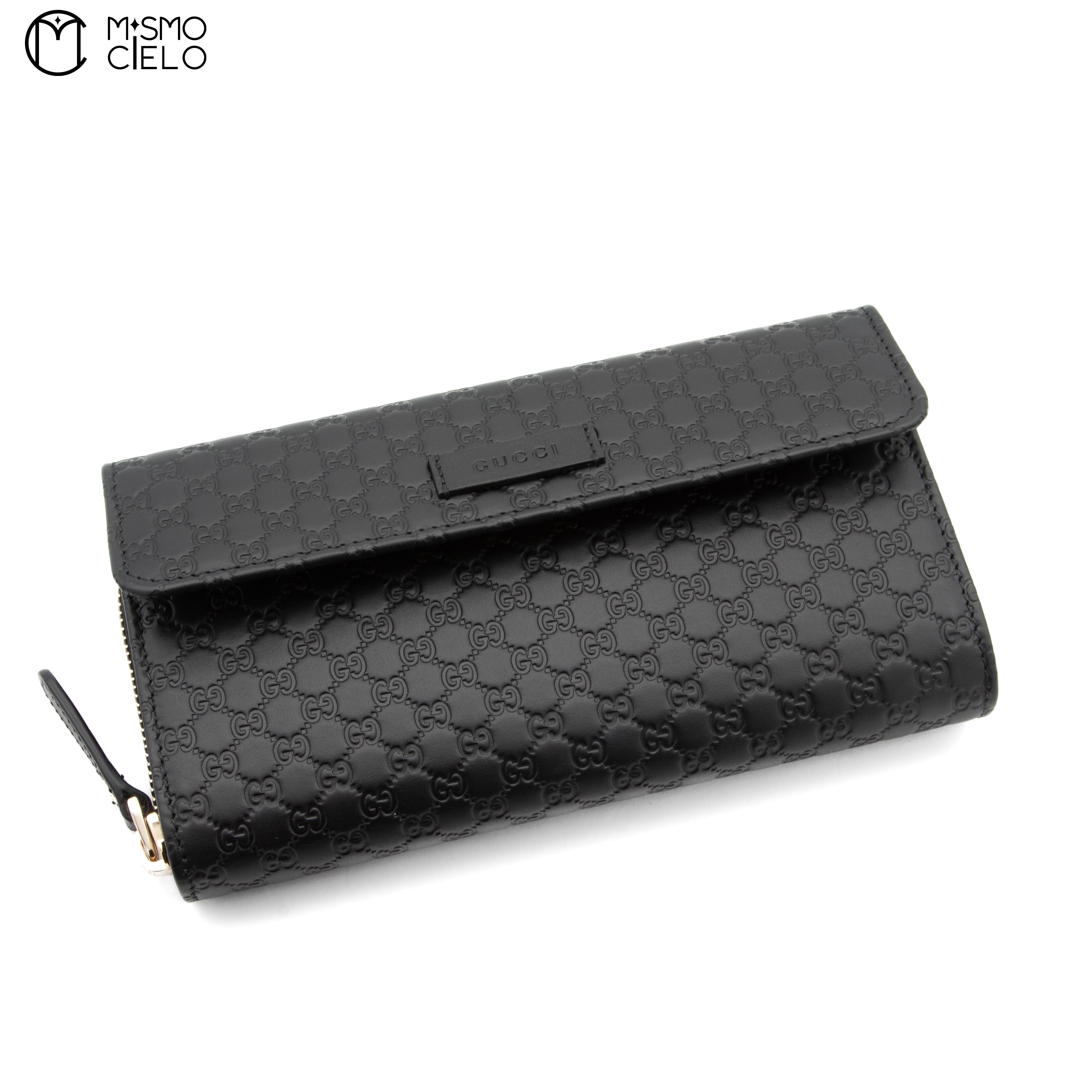 Micro Guccissima Tri-fold Long Black Wallet