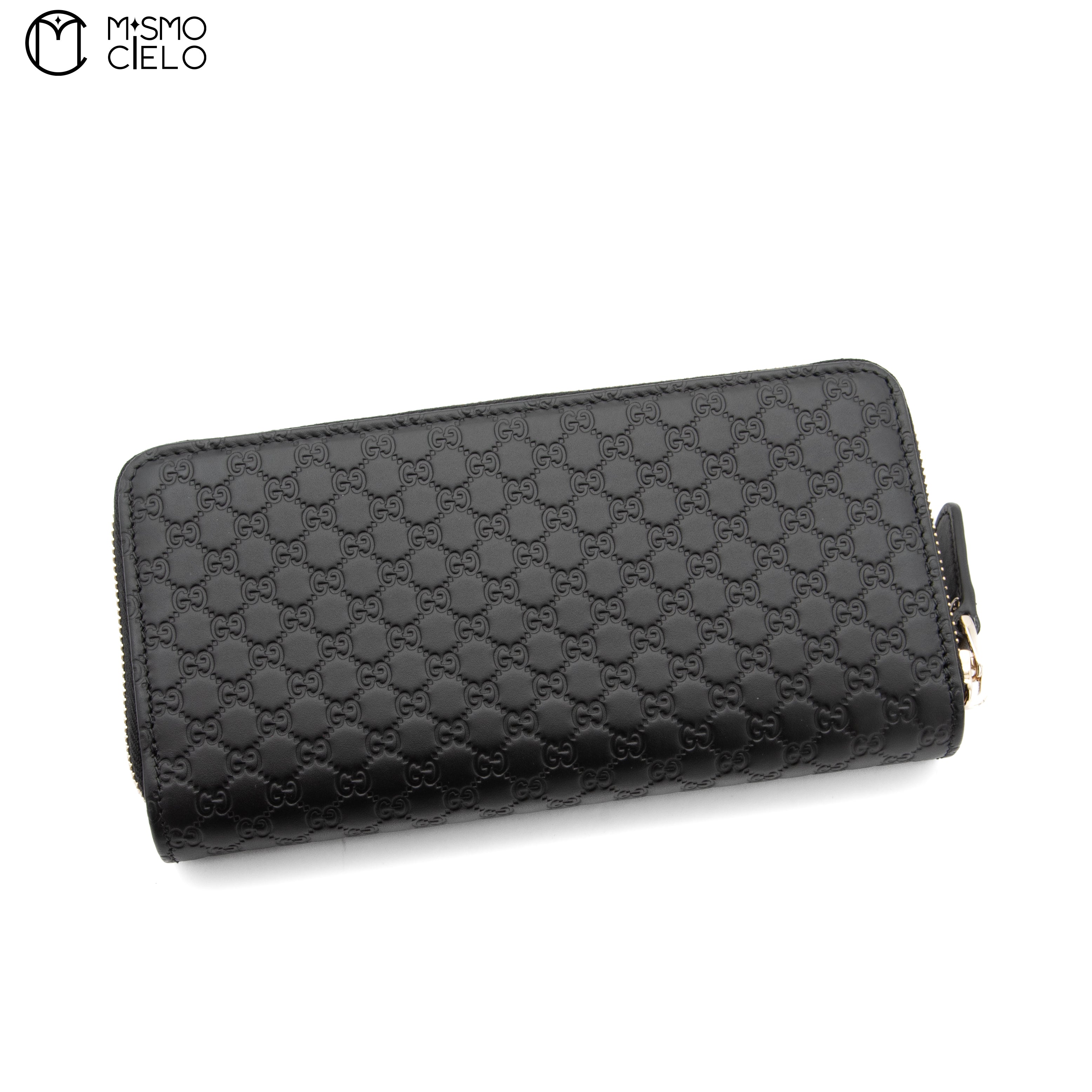 Micro Guccissima Tri-fold Long Black Wallet