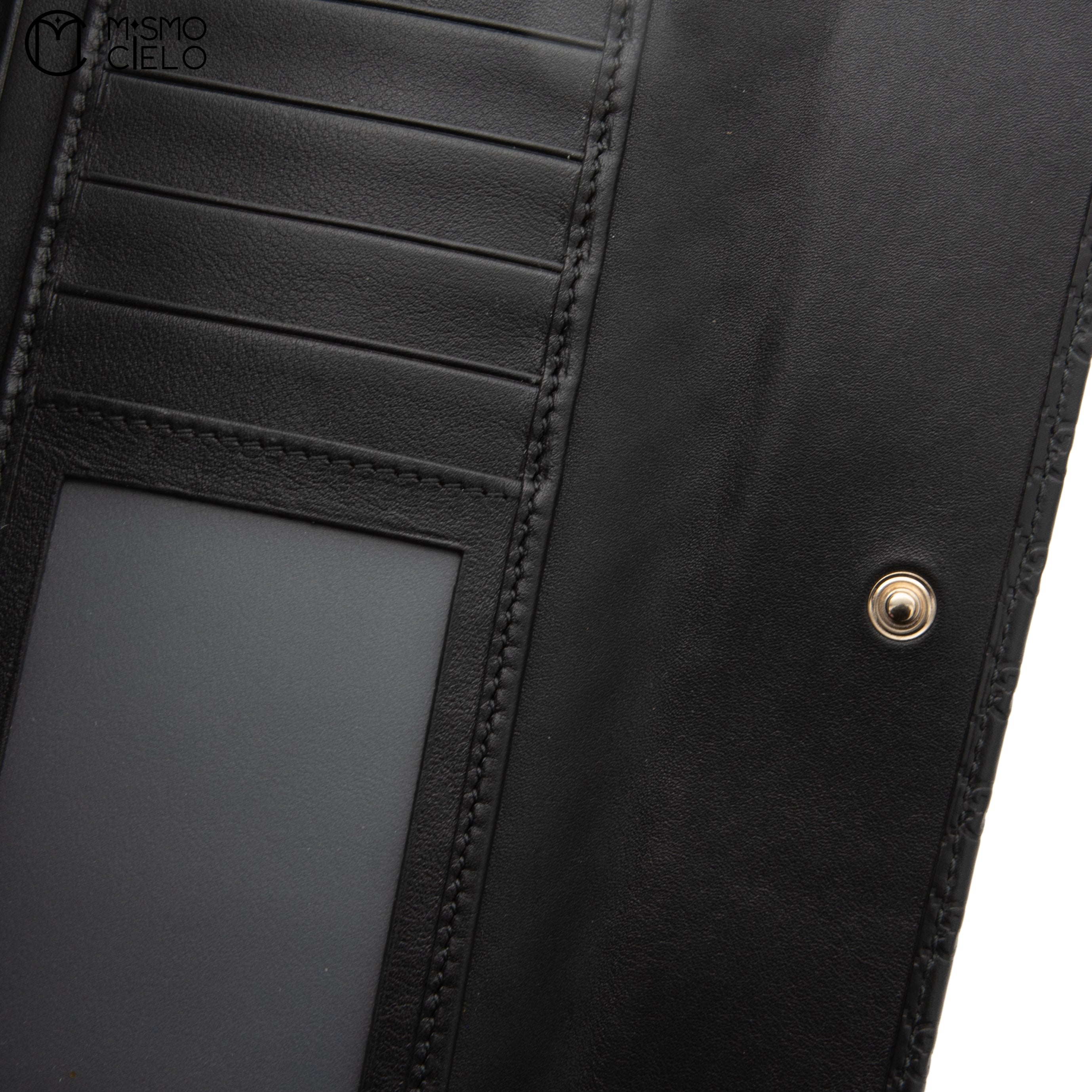 Micro Guccissima Tri-fold Long Black Wallet