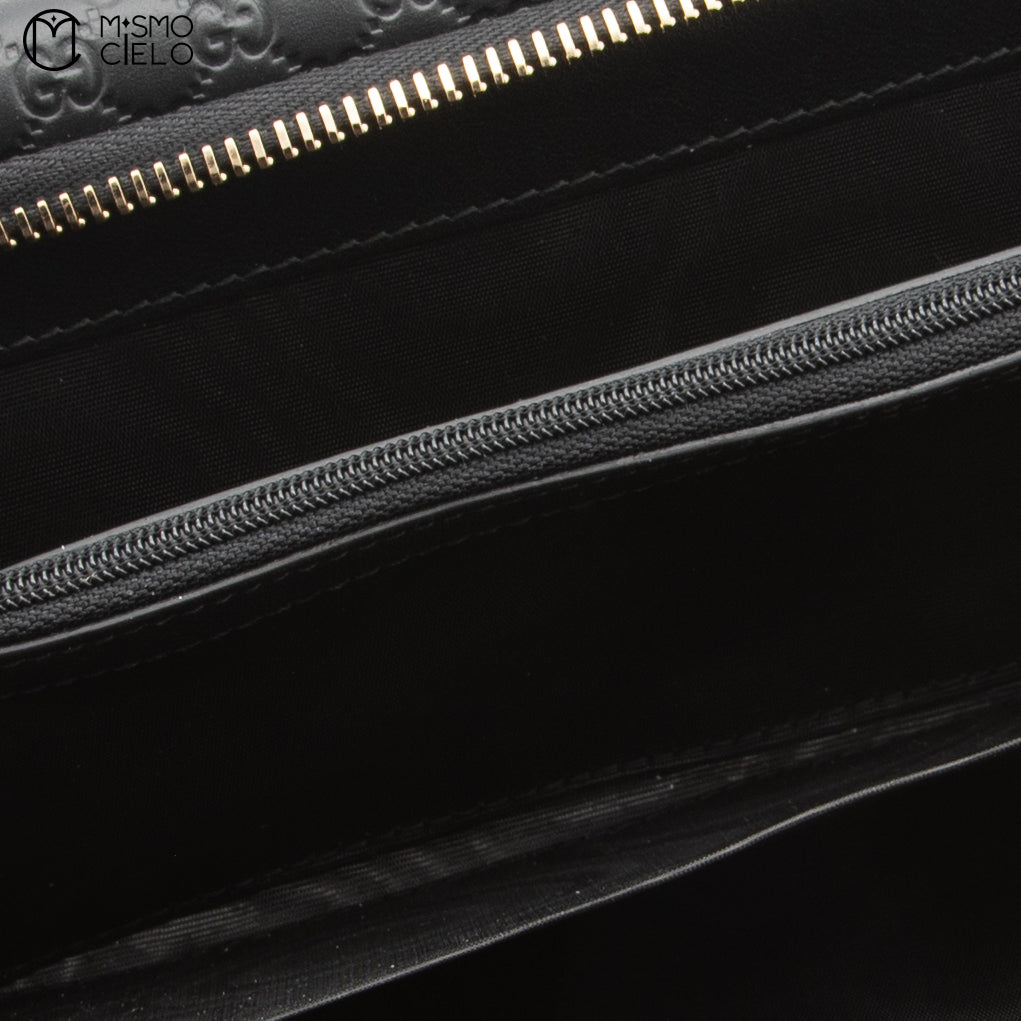 Micro Guccissima Tri-fold Long Black Wallet