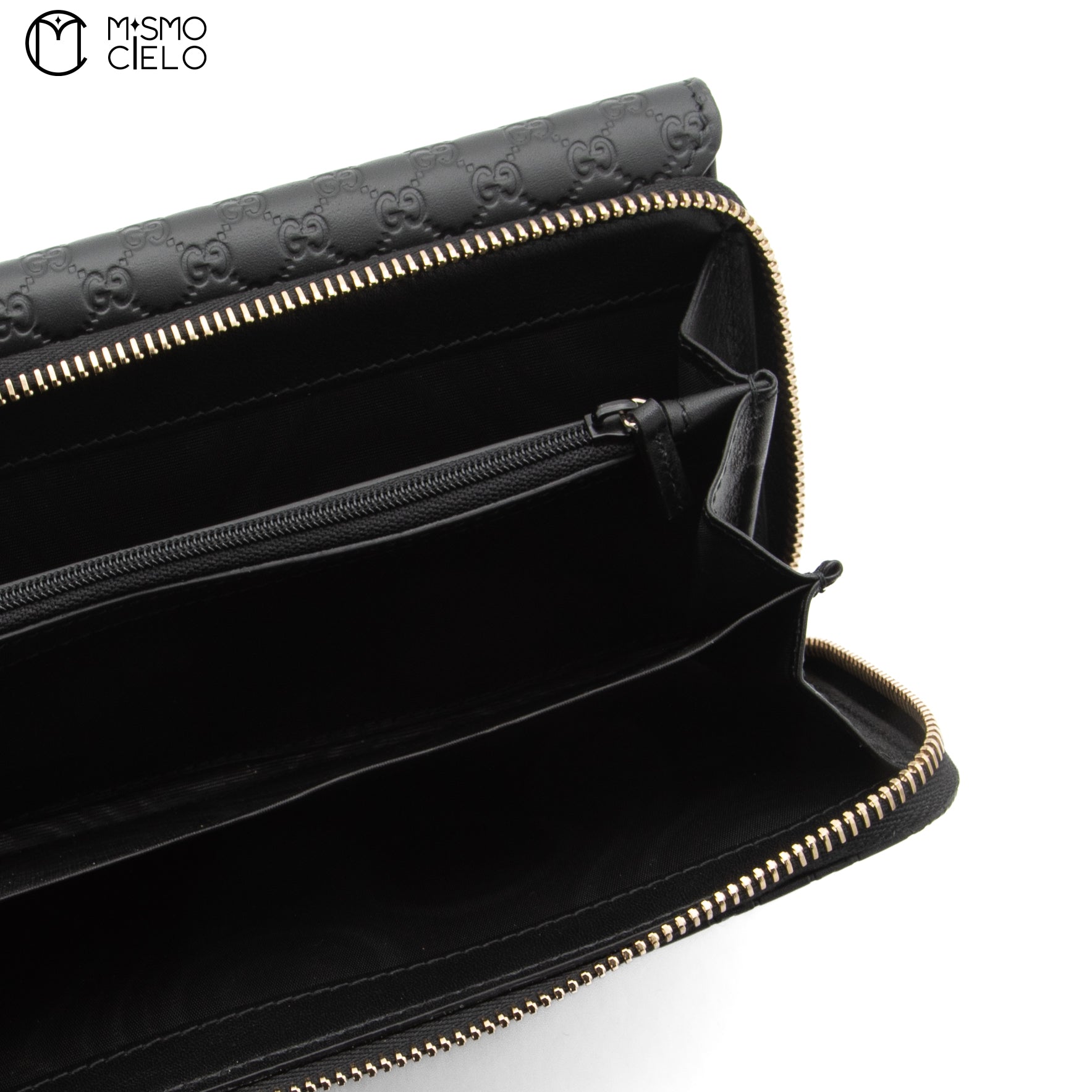 Micro Guccissima Tri-fold Long Black Wallet