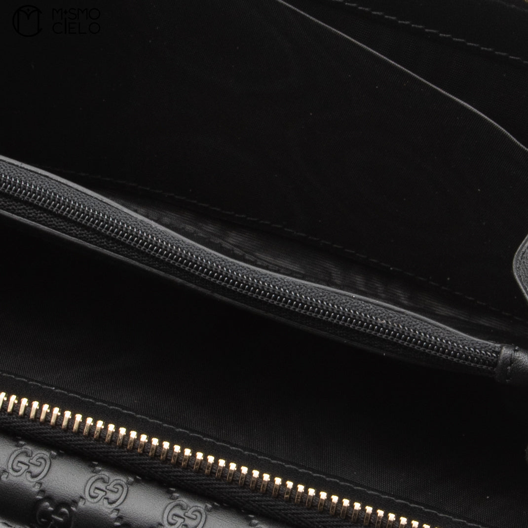 Micro Guccissima Tri-fold Long Black Wallet