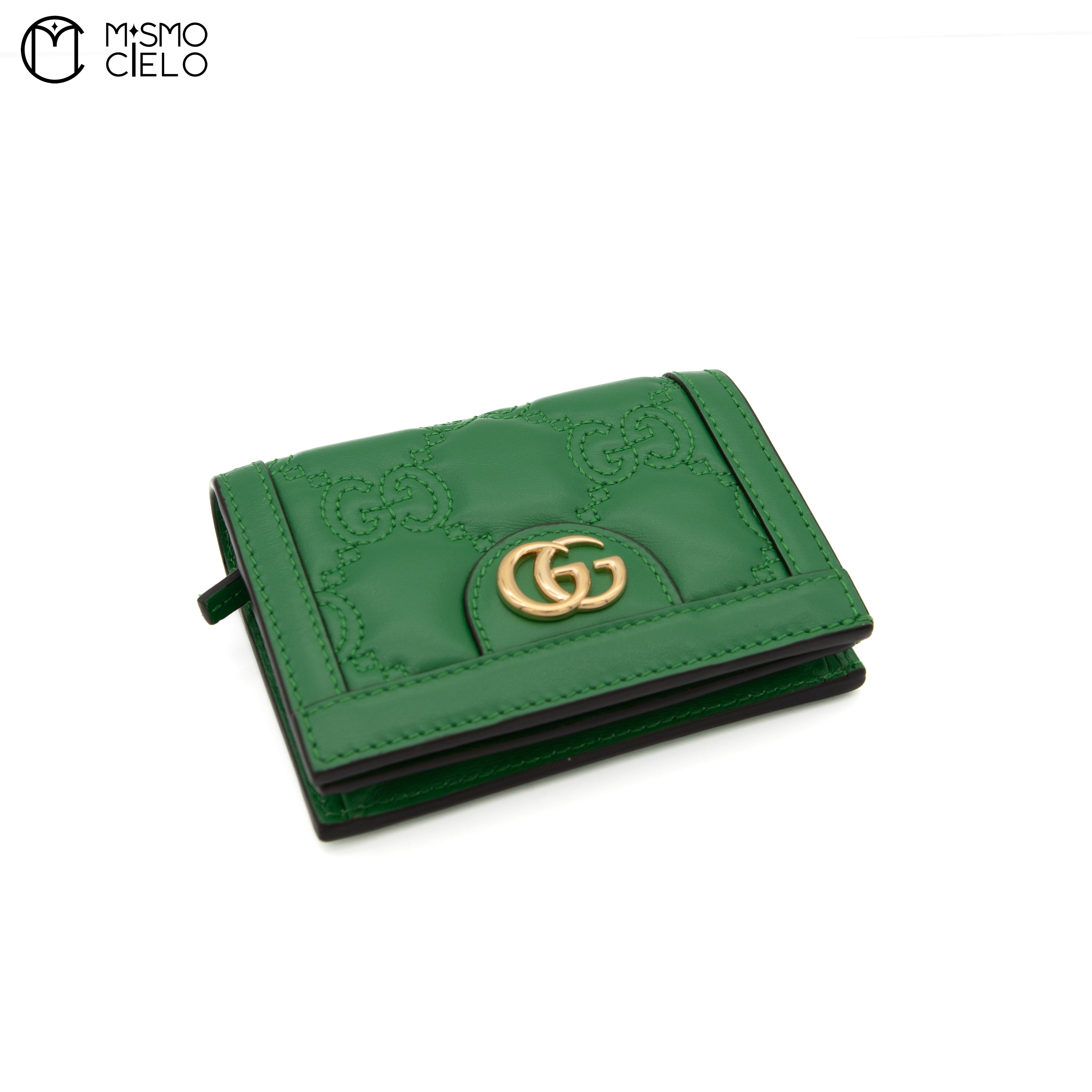 GG Matelasse Bi-fold Wallet in Quilted Green Leather