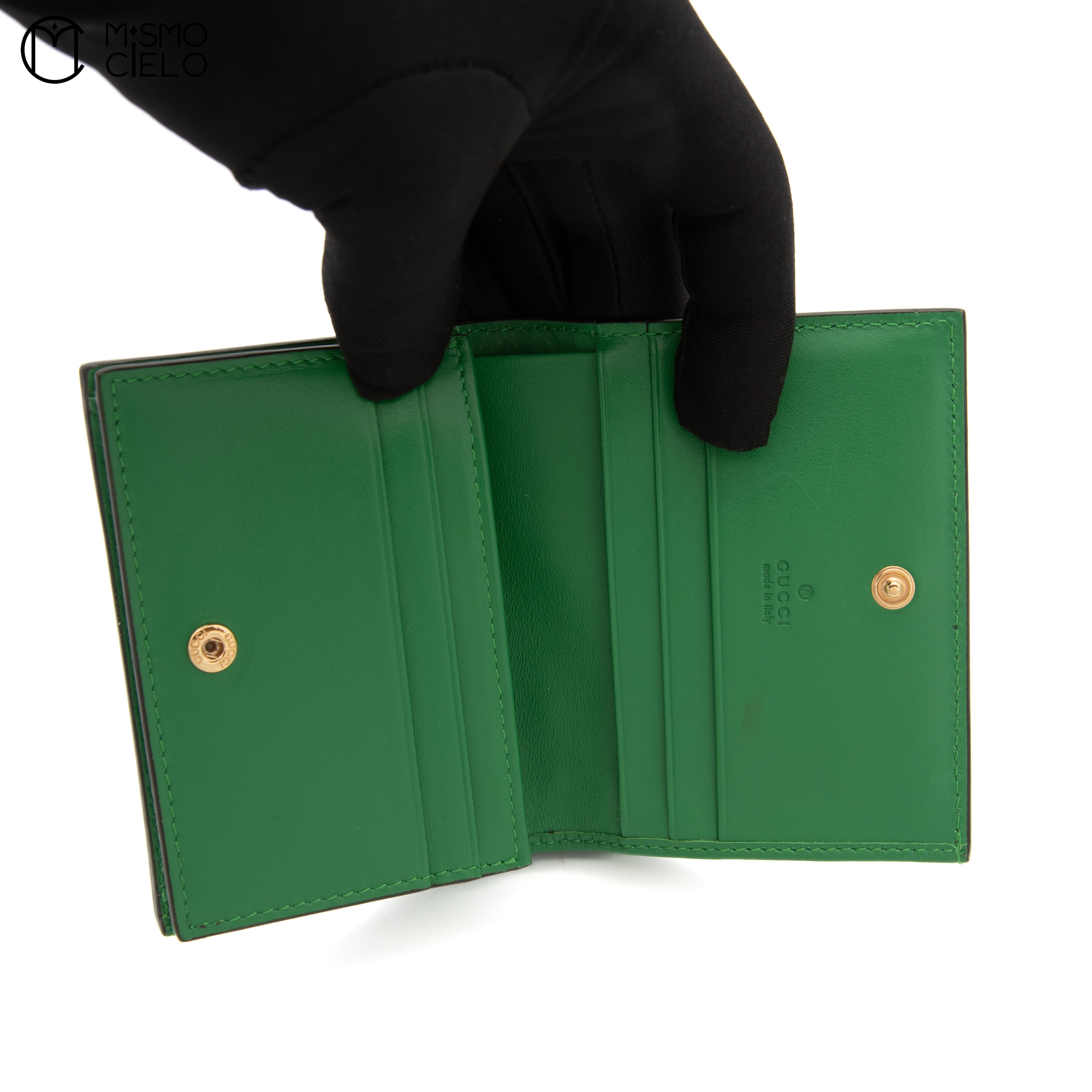 GG Matelasse Bi-fold Wallet in Quilted Green Leather