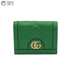 GG Matelasse Bi-fold Wallet in Quilted Green Leather