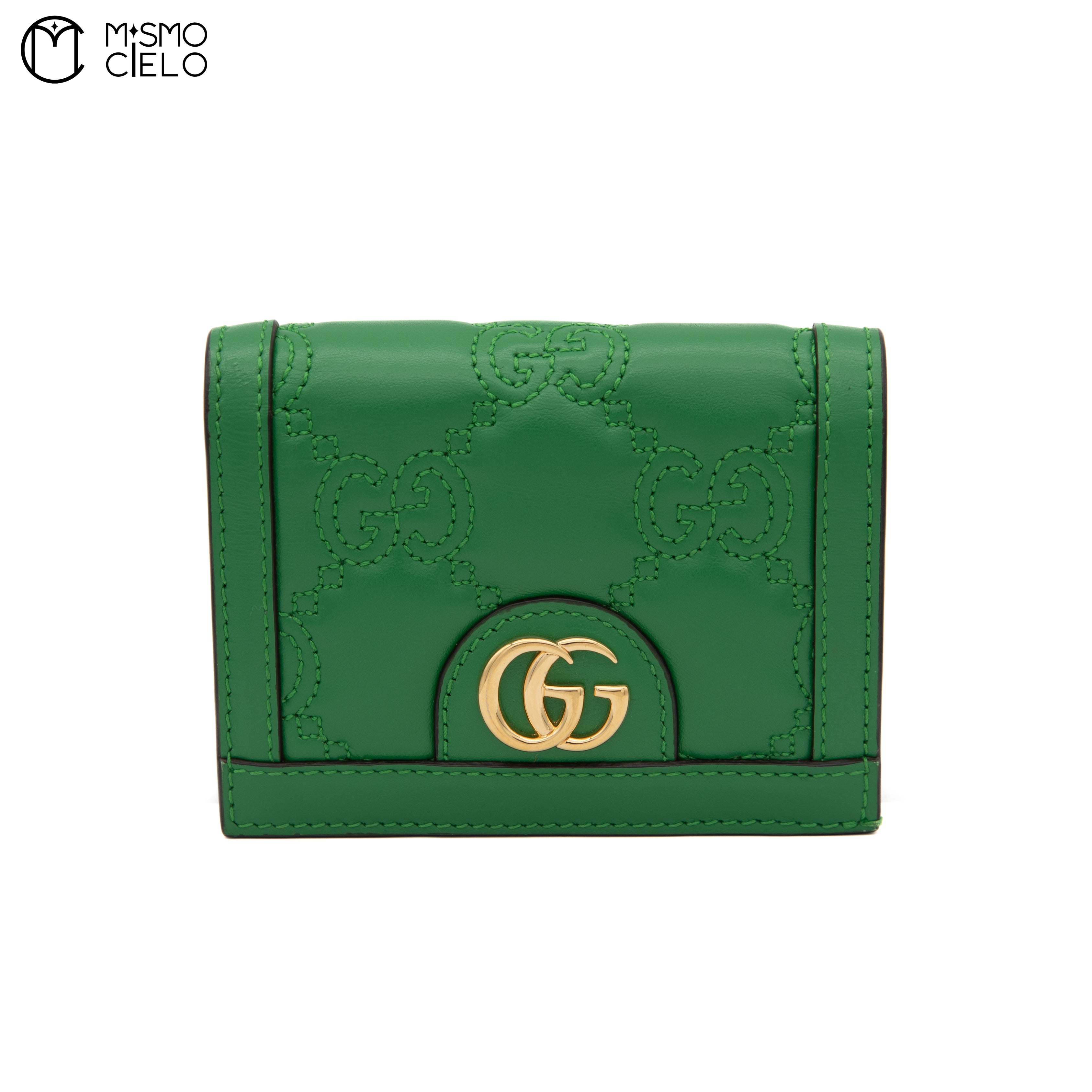 GG Matelasse Bi-fold Wallet in Quilted Green Leather