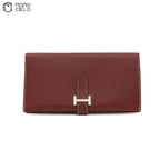 Bearn Box Calf Rouge Ash Wallet D Engraved