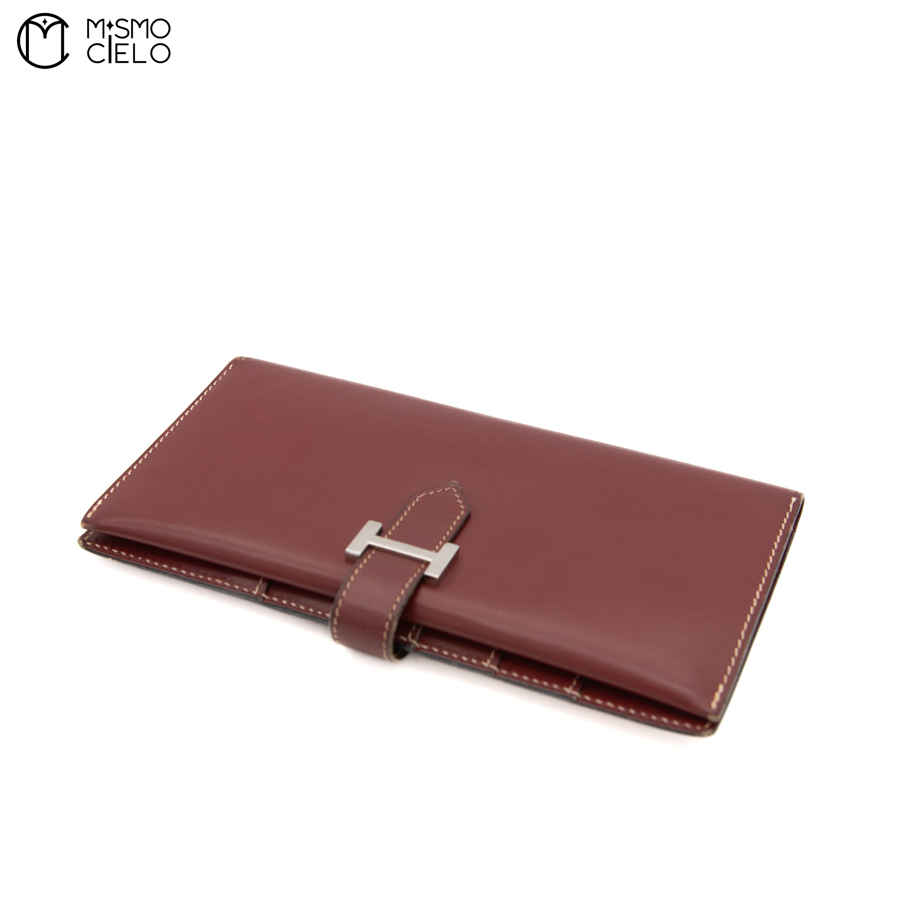 Bearn Box Calf Rouge Ash Wallet D Engraved