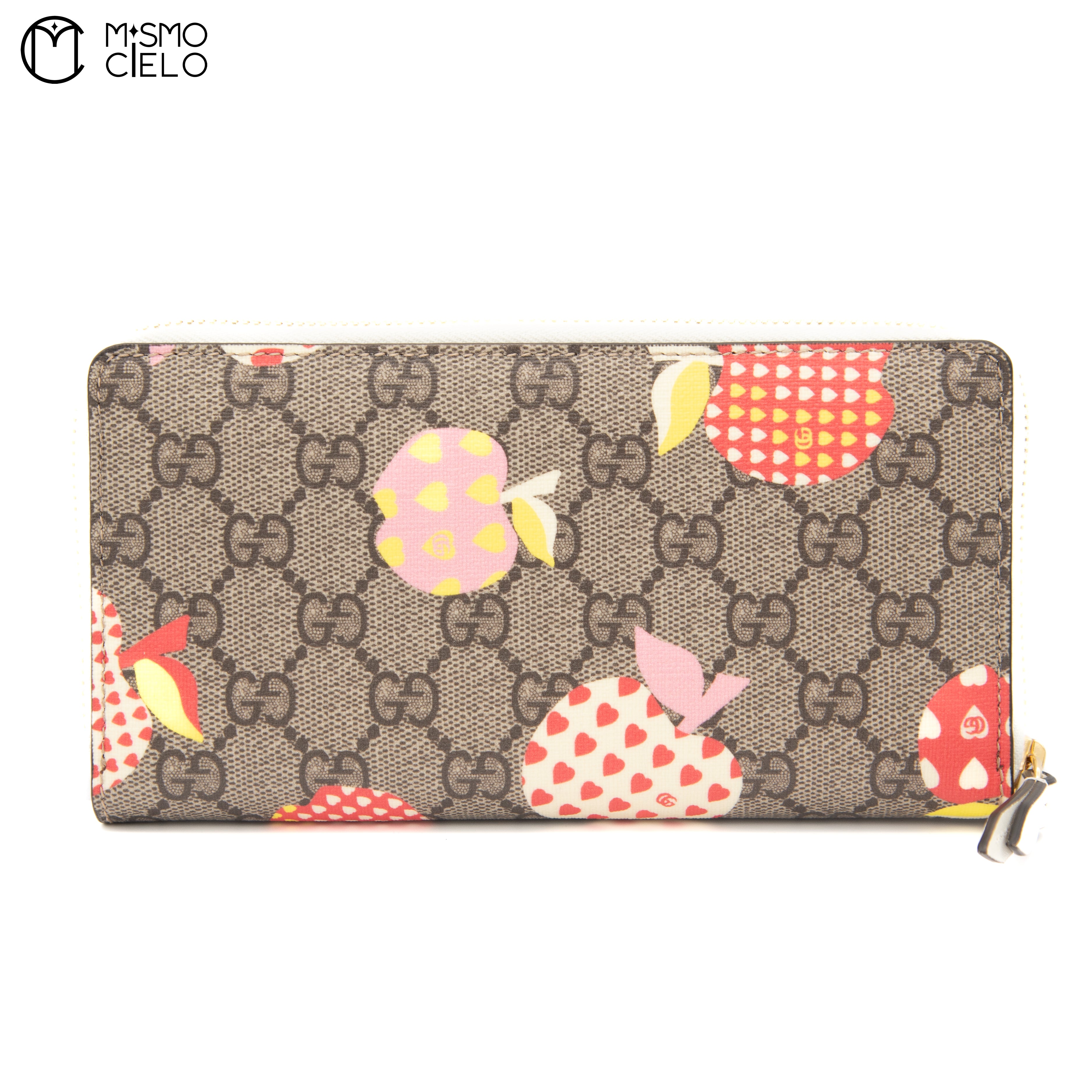 Round Zip Apple Logo long wallet