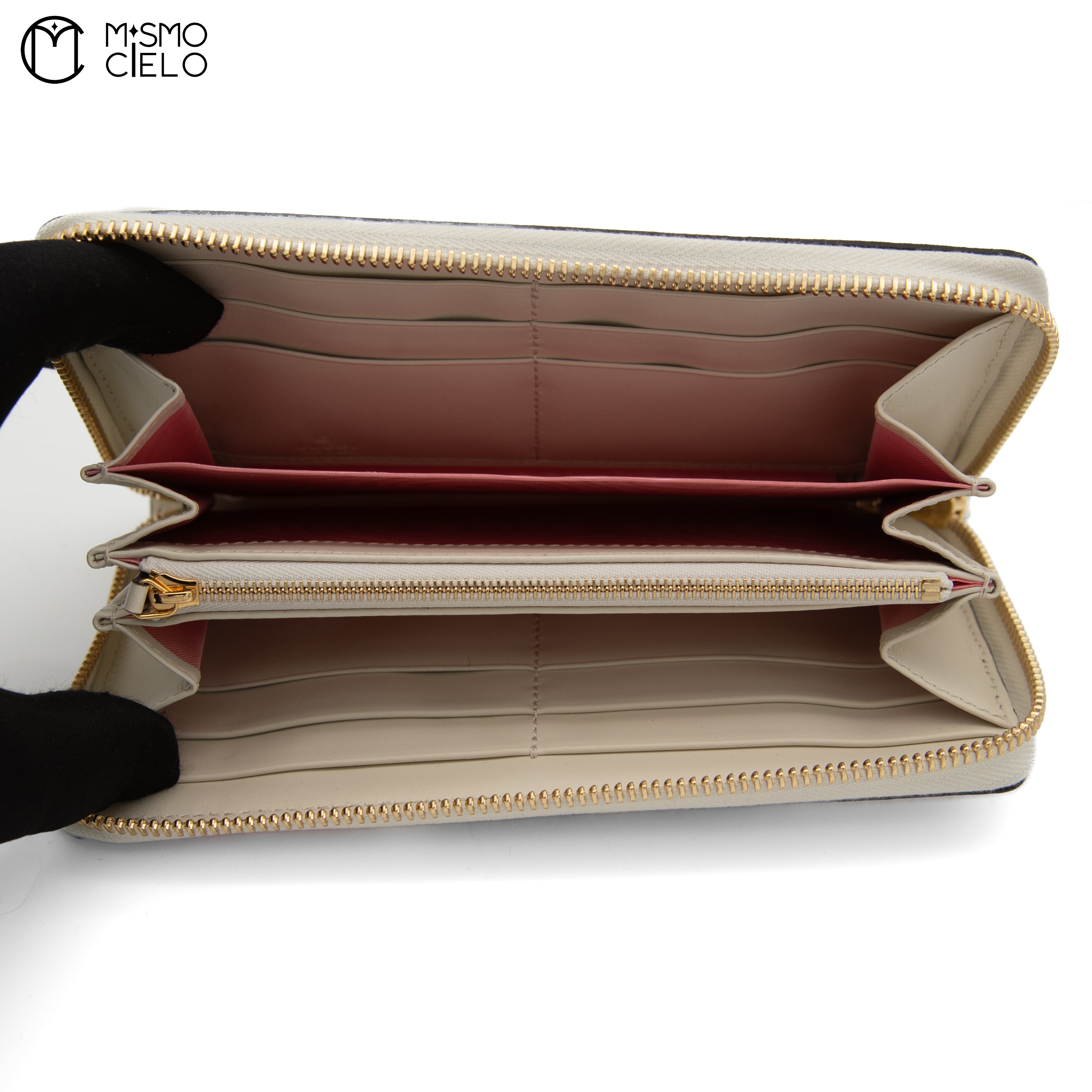 Round Zip Apple Logo long wallet