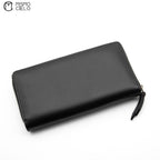 GUCCI Black Leather Embossed Logo Round Zip Wallet * ^