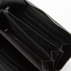 GUCCI Black Leather Embossed Logo Round Zip Wallet * ^