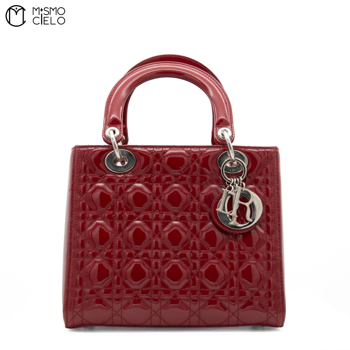 Lady Dior Cannage Cherry Red Enamel Shoulder Bag