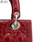 Lady Dior Cannage Cherry Red Enamel Shoulder Bag