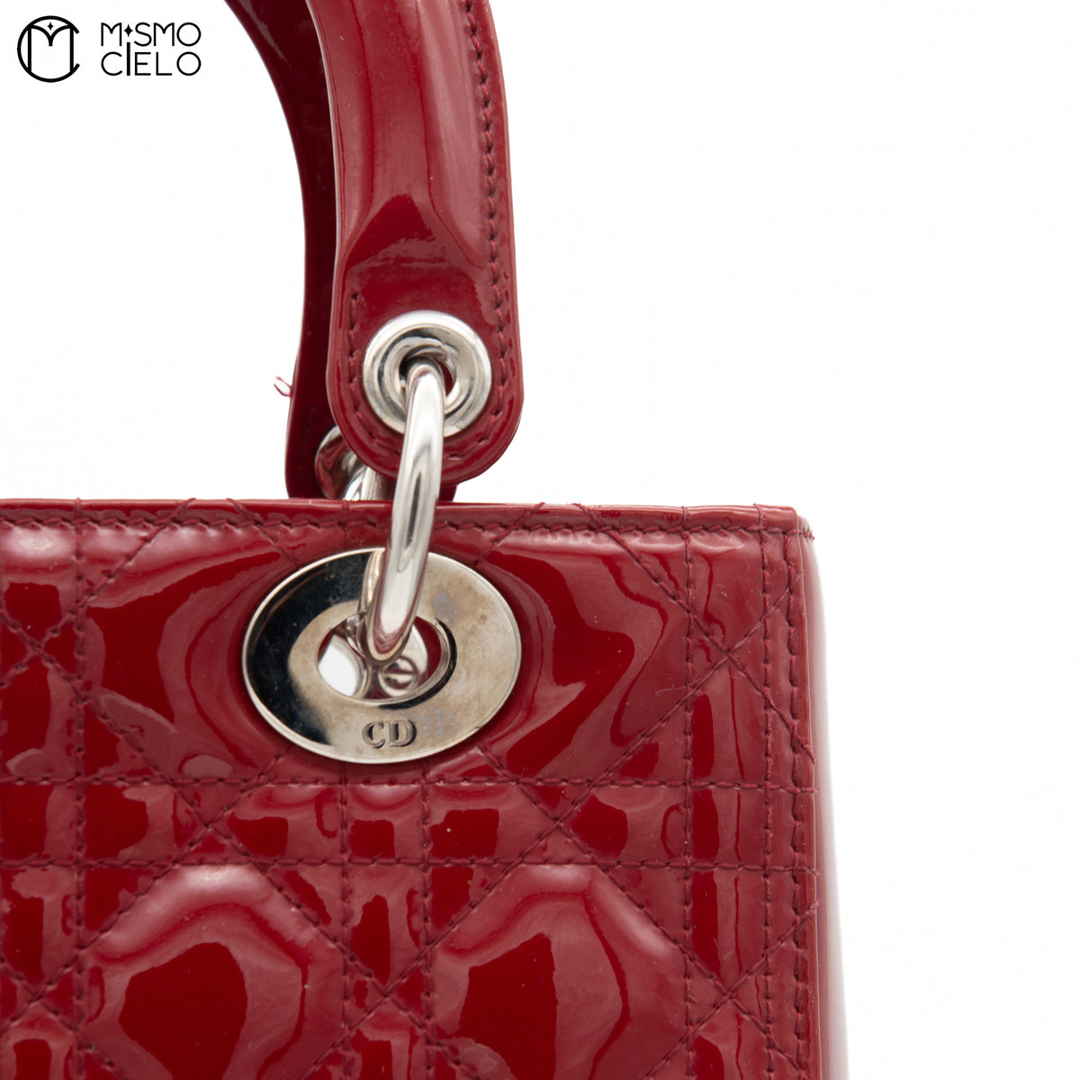 Lady Dior Cannage Cherry Red Enamel Shoulder Bag