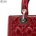 Lady Dior Cannage Cherry Red Enamel Shoulder Bag